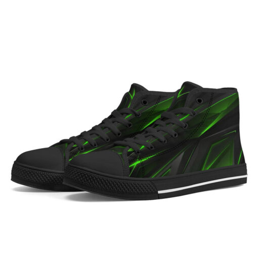 High-Top Shoes Geometric Green Stripes - Image 2