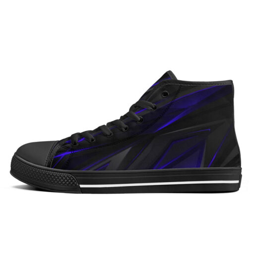 Geometric Blue Stripes High-Top Canvas Shoes - Image 4