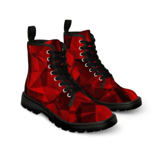 Red Polygons Canvas Boots