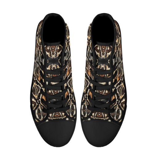 Brown Snake Ornament High-Top Canvas Shoes - Image 3