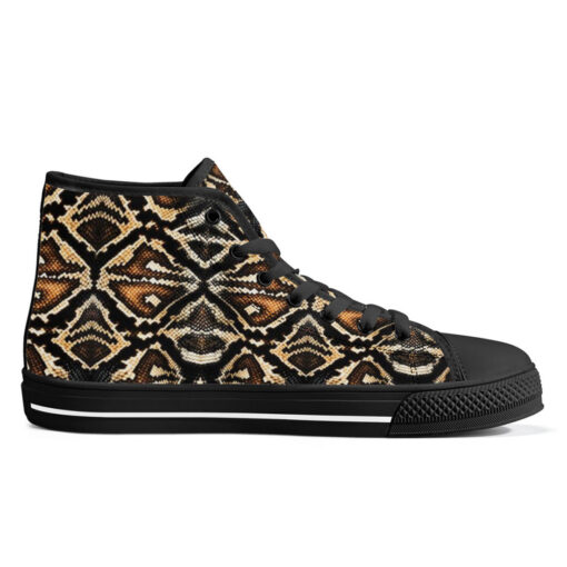 Brown Snake Ornament High-Top Canvas Shoes - Image 5