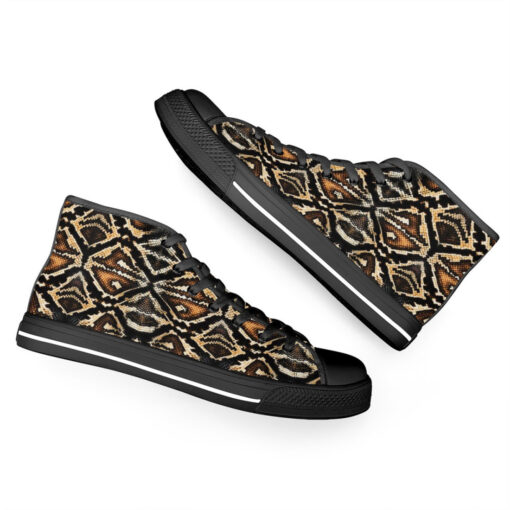 Brown Snake Ornament High-Top Canvas Shoes - Image 6