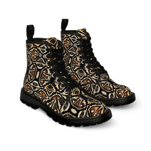 Brown Snake Ornament Canvas Boots