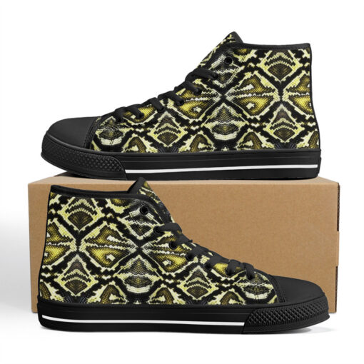 Yellow Snake Ornament High-Top Canvas Shoes