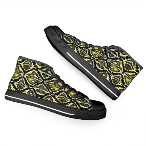 Yellow Snake Ornament High-Top Canvas Shoes - Image 6