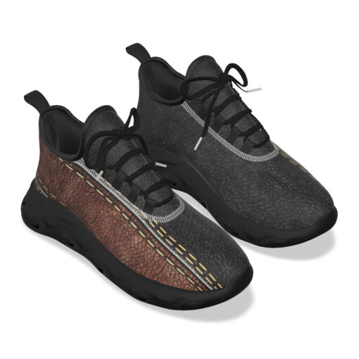 Leather Texture Brown Stripe Sports Shoes - Image 5