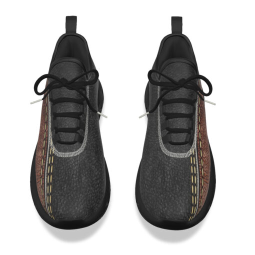 Leather Texture Brown Stripe Sports Shoes - Image 4