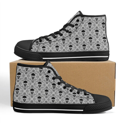 Skulls Lace Pattern High-Top Canvas Shoes