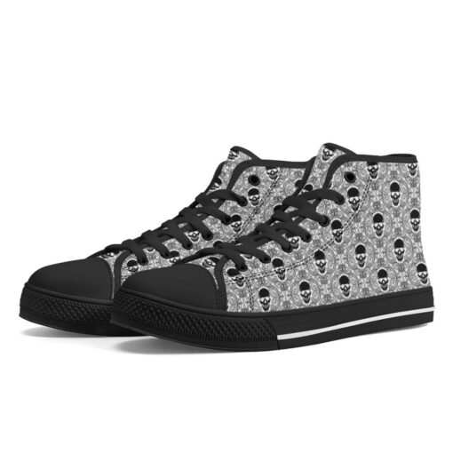 Skulls Lace Pattern High-Top Canvas Shoes - Image 2