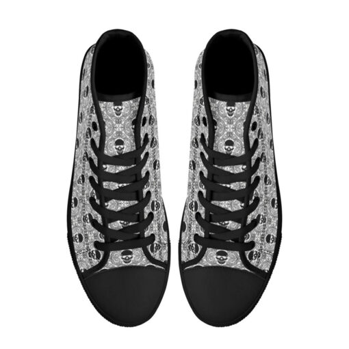 Skulls Lace Pattern High-Top Canvas Shoes - Image 3