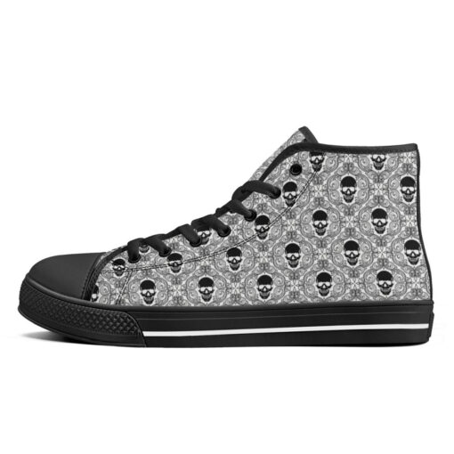 Skulls Lace Pattern High-Top Canvas Shoes - Image 4