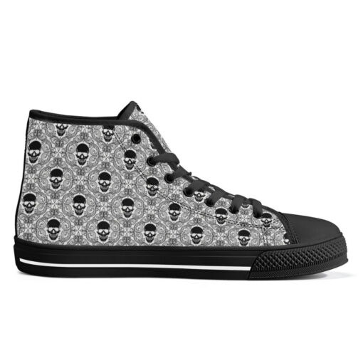 Skulls Lace Pattern High-Top Canvas Shoes - Image 5