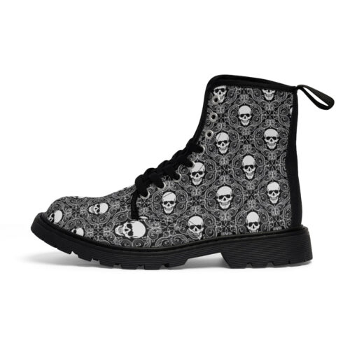 Skulls Lace Pattern Canvas Boots - Image 2