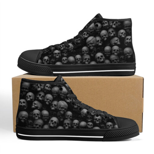 Skulls Background High-Top Canvas Shoes