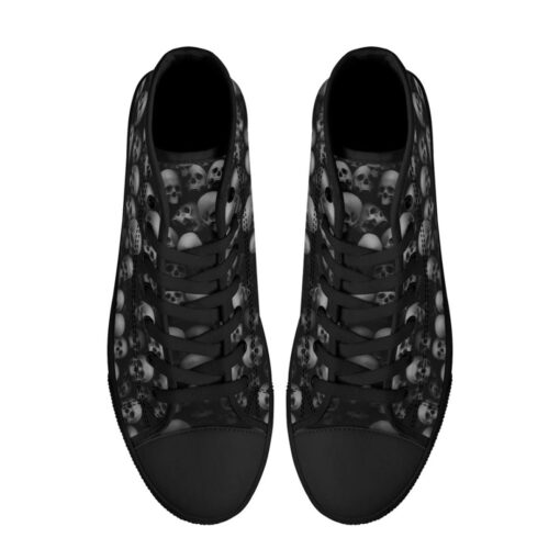 Skulls Background High-Top Canvas Shoes - Image 3