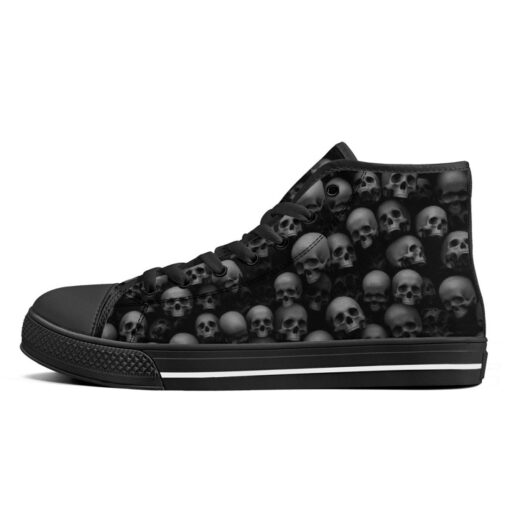 Skulls Background High-Top Canvas Shoes - Image 4