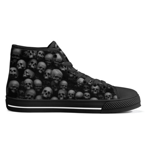 Skulls Background High-Top Canvas Shoes - Image 5