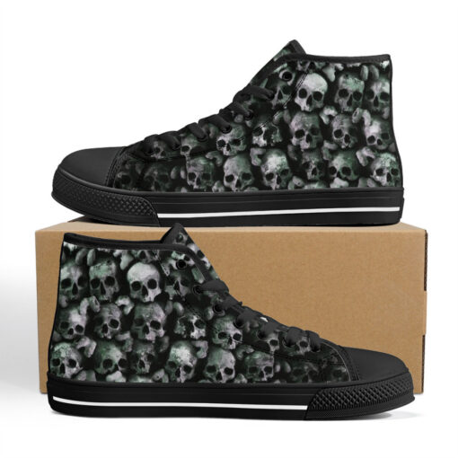 Skulls Background High-Top Canvas Shoes