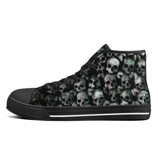 Skulls Background High-Top Canvas Shoes - Image 4