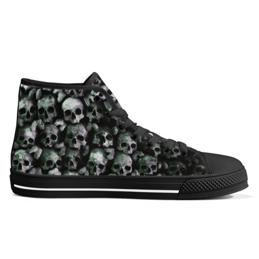 Skulls Background High-Top Canvas Shoes - Image 5