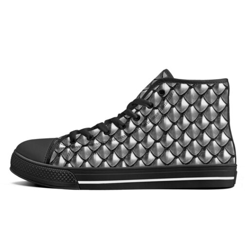 Silver Armor Scales High-Top Canvas Shoes - Image 4