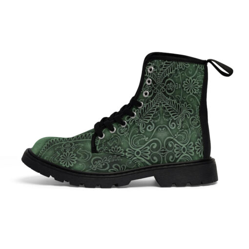 Green Lace Ornament Canvas Boots - Image 2