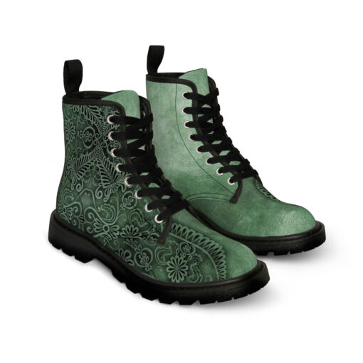 Green Lace Ornament Canvas Boots