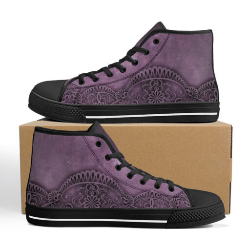 Violet Lace Ornament High-Top Canvas Shoes