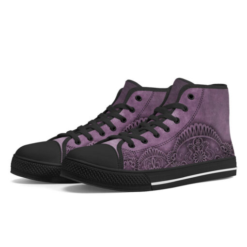 Violet Lace Ornament High-Top Canvas Shoes - Image 2