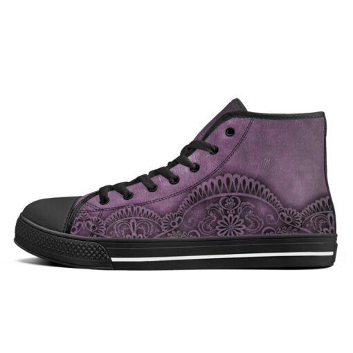 Violet Lace Ornament High-Top Canvas Shoes - Image 4