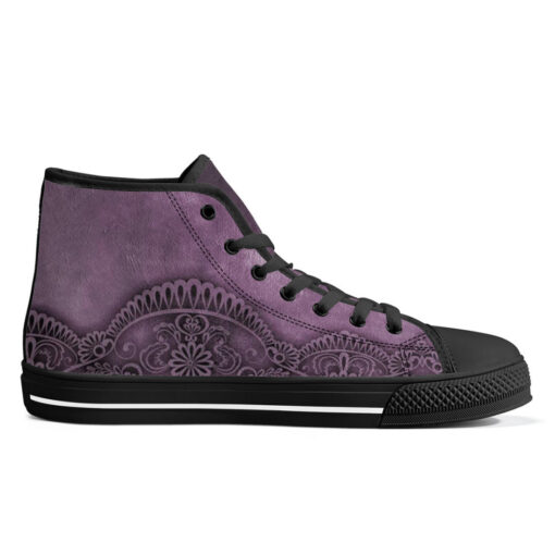 Violet Lace Ornament High-Top Canvas Shoes - Image 5