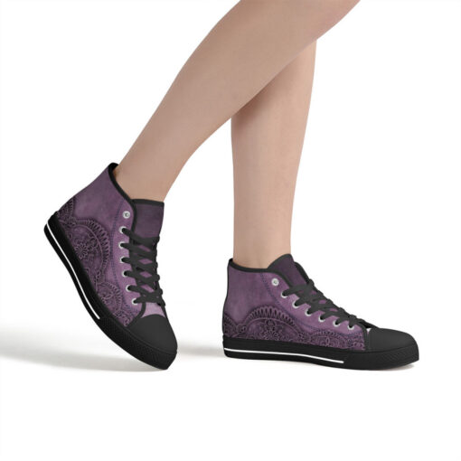 Violet Lace Ornament High-Top Canvas Shoes - Image 7