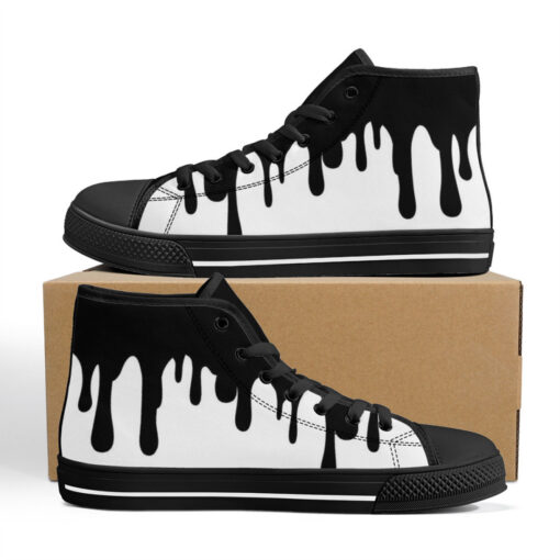 Black Paint Smudges High-Top Canvas Shoes