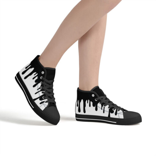 Black Paint Smudges High-Top Canvas Shoes - Image 7