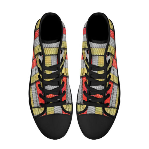 Colored Stripes High-Top Canvas Shoes - Image 3