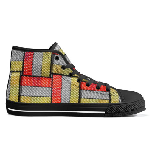 Colored Stripes High-Top Canvas Shoes - Image 5