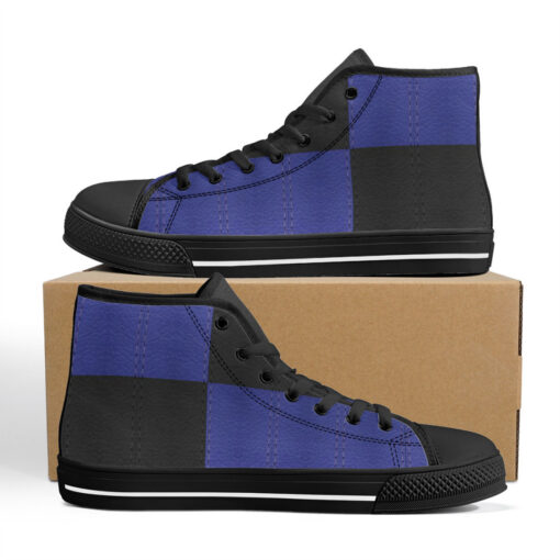 Dual Colors Leather Texture High-Top Canvas Shoes