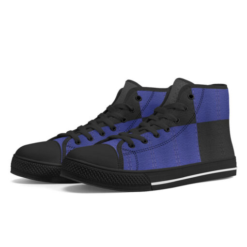 Dual Colors Leather Texture High-Top Canvas Shoes - Image 2