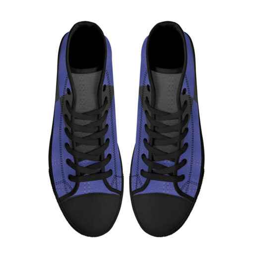 Dual Colors Leather Texture High-Top Canvas Shoes - Image 3