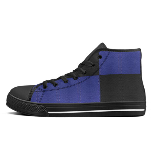 Dual Colors Leather Texture High-Top Canvas Shoes - Image 4