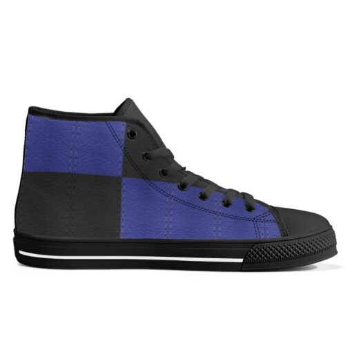 Dual Colors Leather Texture High-Top Canvas Shoes - Image 5