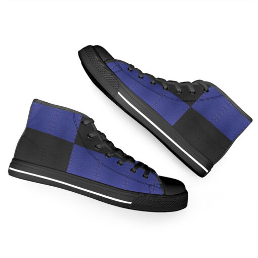 Dual Colors Leather Texture High-Top Canvas Shoes - Image 6