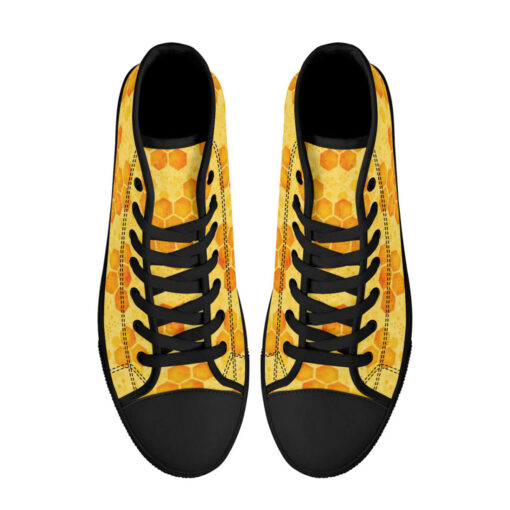 Bee Honeycombs High-Top Canvas Shoes - Image 3