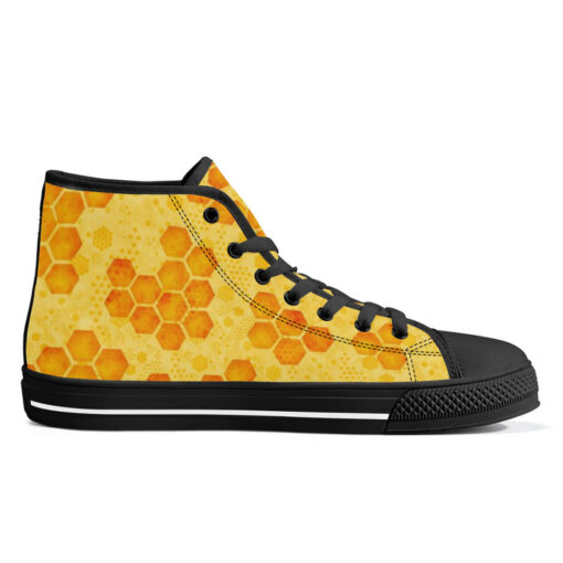 Bee Honeycombs High-Top Canvas Shoes - Image 5