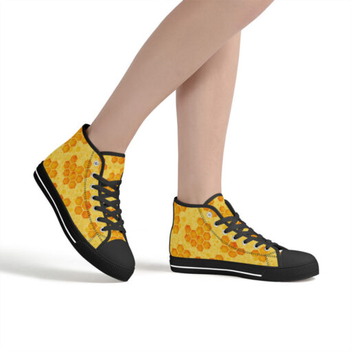 Bee Honeycombs High-Top Canvas Shoes - Image 7