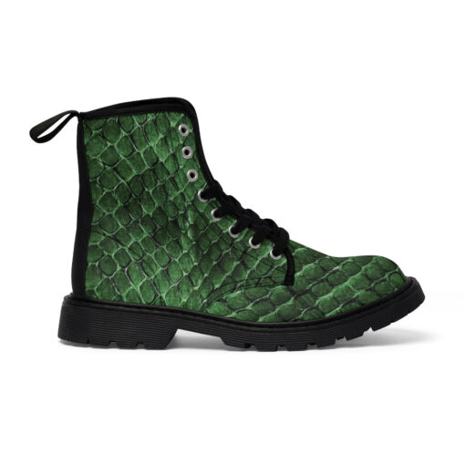 Green Reptile Scales Canvas Boots - Image 3