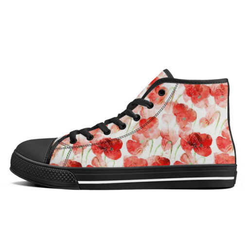 Red Poppies Flowers High-Top Canvas Shoes - Image 4