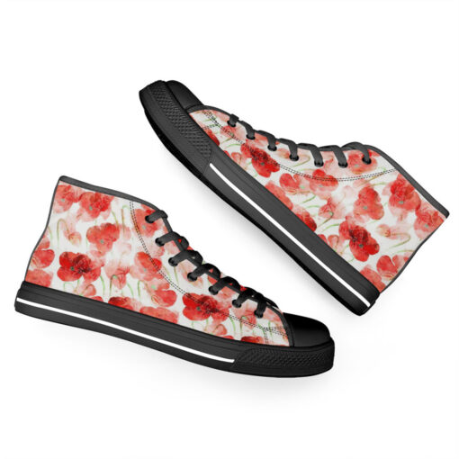 Red Poppies Flowers High-Top Canvas Shoes - Image 6