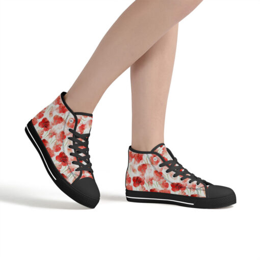 Red Poppies Flowers High-Top Canvas Shoes - Image 7