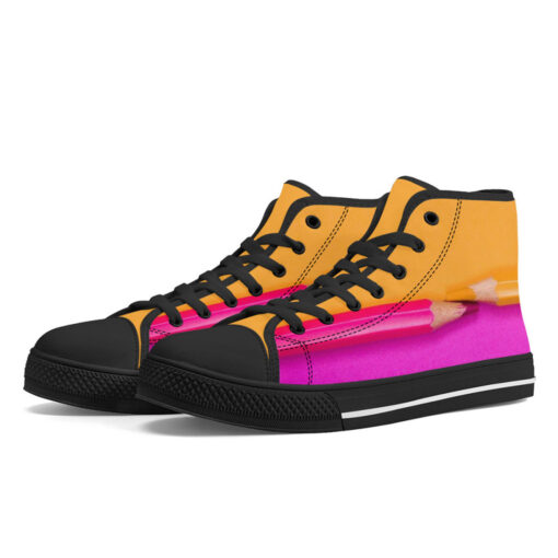 Dual Colors Pencils High-Top Canvas Shoes - Image 2